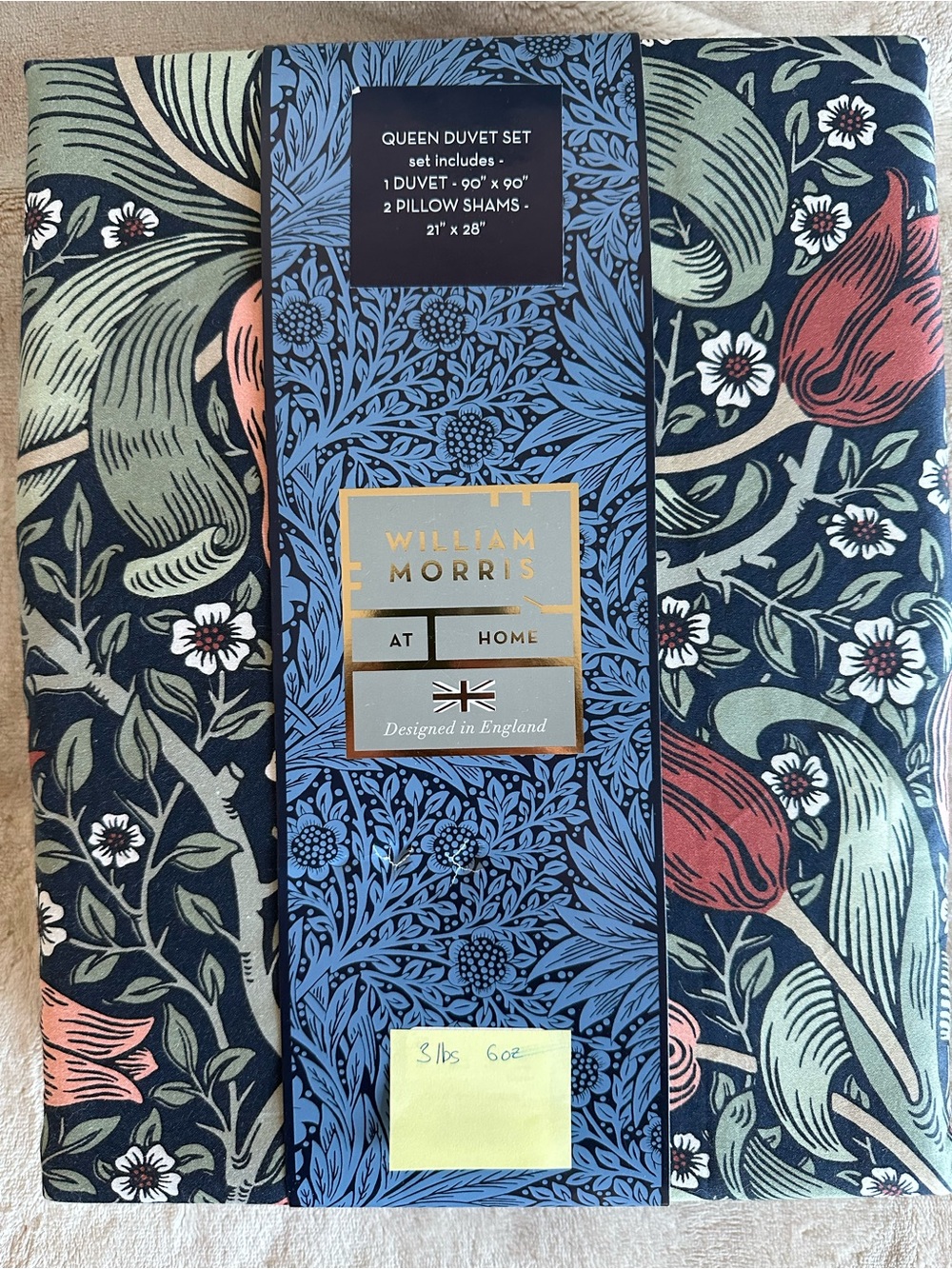 William Morris Queen Duvet Cover Set Navy Floral